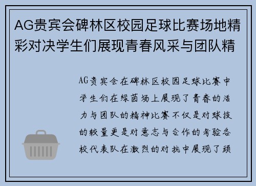 AG贵宾会碑林区校园足球比赛场地精彩对决学生们展现青春风采与团队精神